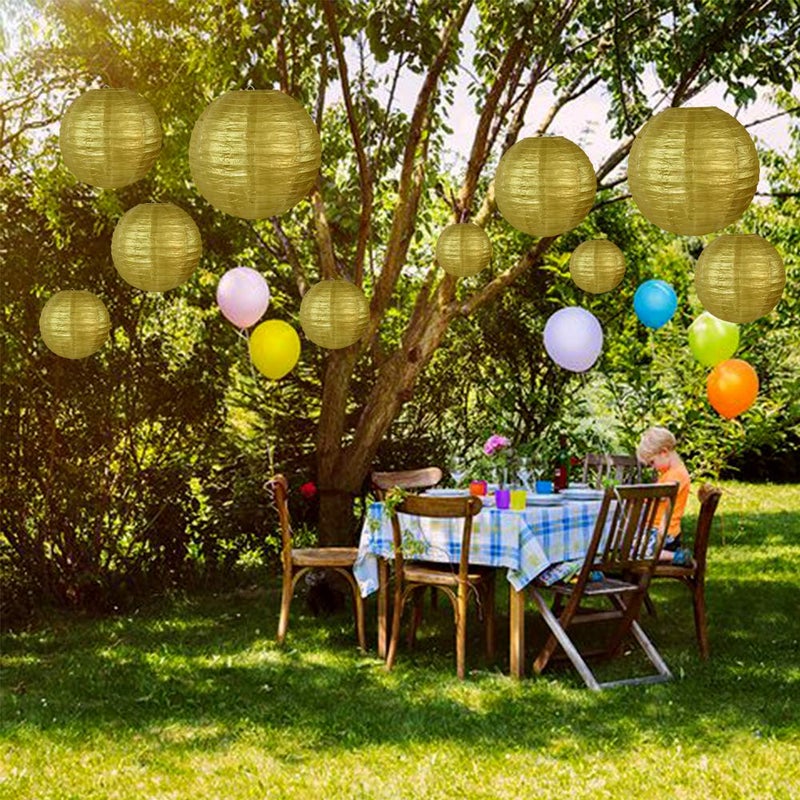 BEISHIDA Gold Round Paper Lanterns Decorative Hanging Chinese Japanese Paper Lanterns Lamp for Christmas New Years Birthday Wedding Baby Bridal Shower Home Decor Party Decorationï¼ˆ10 Packsï¼‰ - Image 4